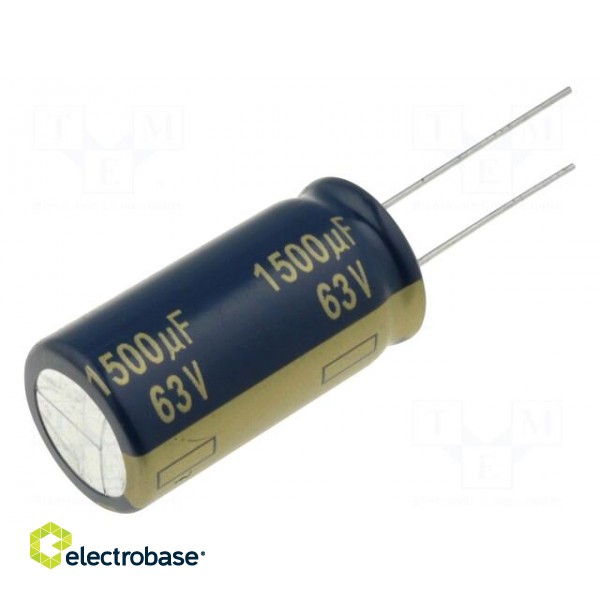 Capacitor: electrolytic | low ESR | THT | 1500uF | 63VDC | Ø18x35.5mm