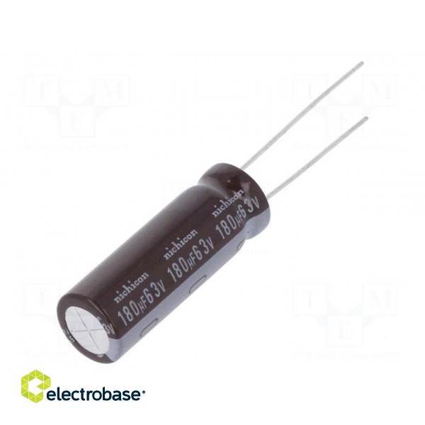 Capacitor: electrolytic | low impedance | THT | 180uF | 63VDC | ±20%