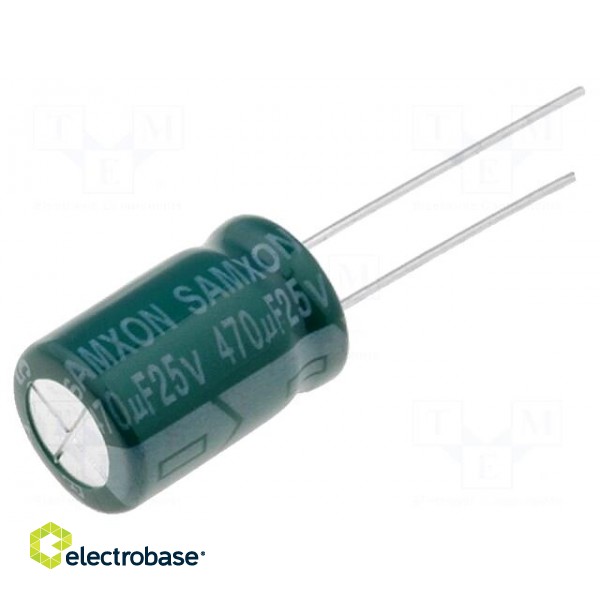 Capacitor: electrolytic | low impedance | THT | 470uF | 25VDC | ±20%