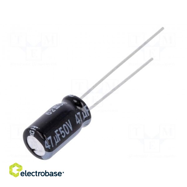 Capacitor: electrolytic | low ESR | THT | 47uF | 50VDC | Ø6.3x11.2mm