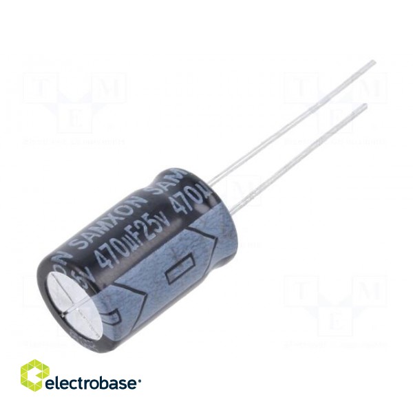 Capacitor: electrolytic | THT | 470uF | 25VDC | Ø10x16mm | Pitch: 5mm