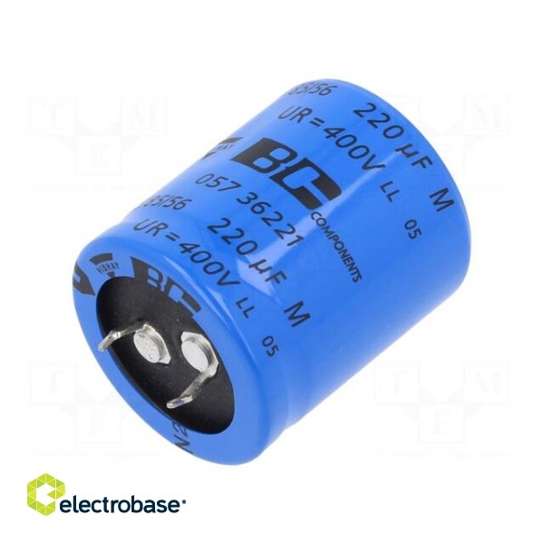 Capacitor: electrolytic | SNAP-IN | 220uF | 400VDC | Ø30x35mm | ±20%