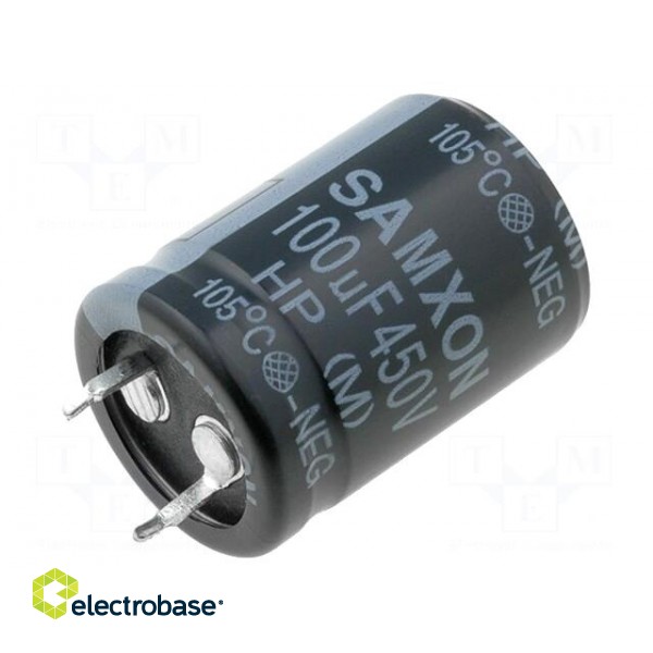 Capacitor: electrolytic | SNAP-IN | 100uF | 450VDC | Ø22x30mm | ±20%