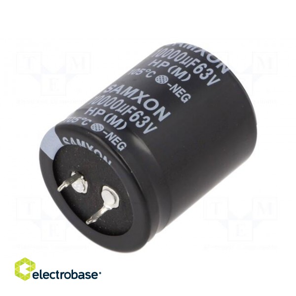 Capacitor: electrolytic | SNAP-IN | 10mF | 63VDC | Ø30x50mm | ±20%
