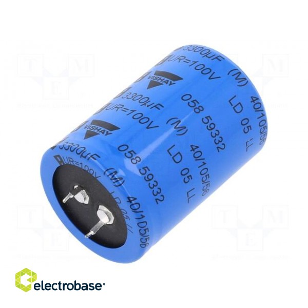 Capacitor: electrolytic | SNAP-IN | 3.3mF | 100VDC | Ø35x50mm | ±20%