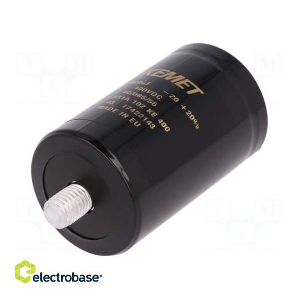 Capacitor: electrolytic | 1mF | 400VDC | Ø51x82mm | Pitch: 22.2mm | ±20% paveikslėlis 1