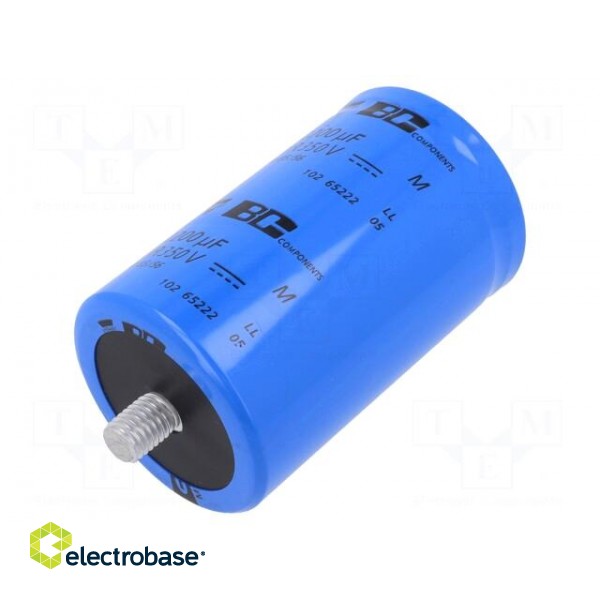 Capacitor: electrolytic | screw type | 2.2mF | 350VDC | Ø65x105mm paveikslėlis 1