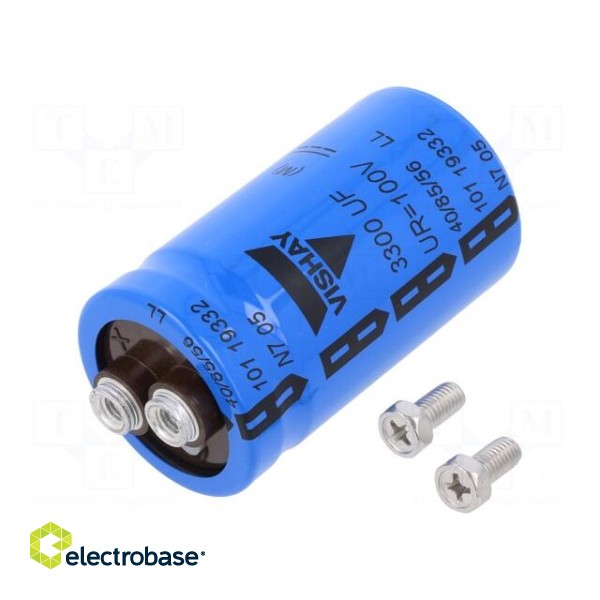 Capacitor: electrolytic | screw type | 3.3mF | 100VDC | Ø35x60mm | ±20%