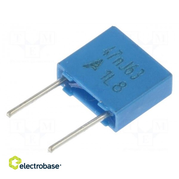 Capacitor: polyester | 47nF | 40VAC | 63VDC | Pitch: 5mm | ±5% | -55÷125°C