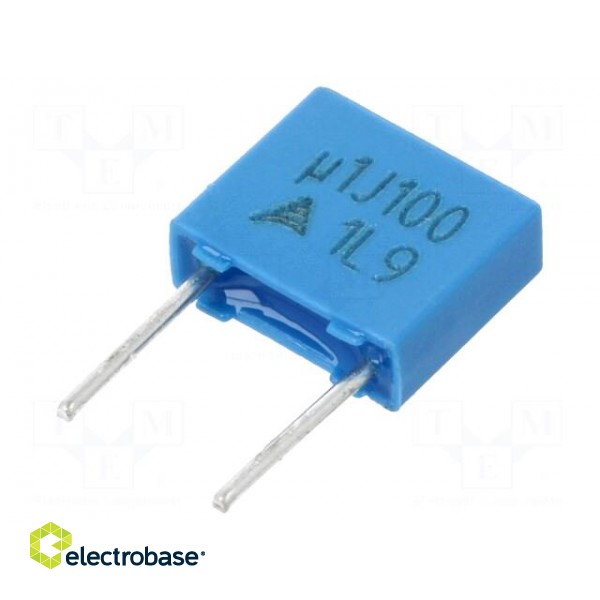 Capacitor: polyester | 0.1uF | 63VAC | 100VDC | 5mm | ±5% | 7.3x6.5x2.5mm