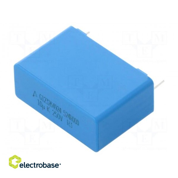 Capacitor: polyester | 10uF | 160VAC | 250VDC | 27.5mm | ±10% | -55÷125°C
