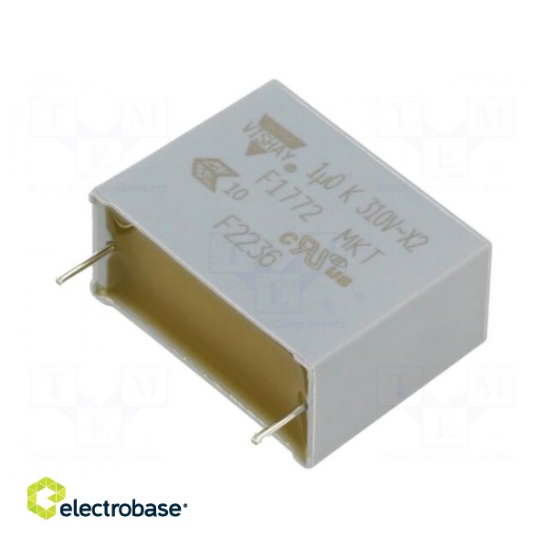 Capacitor: polyester | 1uF | 310VAC | 27.5mm | ±10% | 31.5x25x15mm | THT