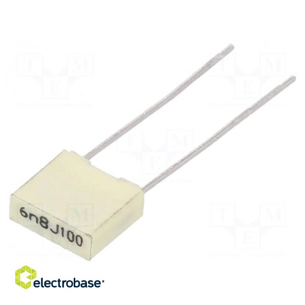 Capacitor: polyester | 6.8nF | 63VAC | 100VDC | 5mm | ±5% | 7.2x2.5x6.5mm