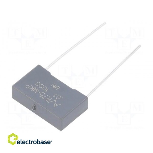 Capacitor: polypropylene | R75 | 0.01uF | 18x11x5mm | THT | ±5% | 15mm