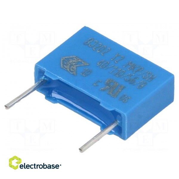 Capacitor: polypropylene | Y2 | 1nF | 13x9x4mm | THT | ±20% | 10mm | 300VAC