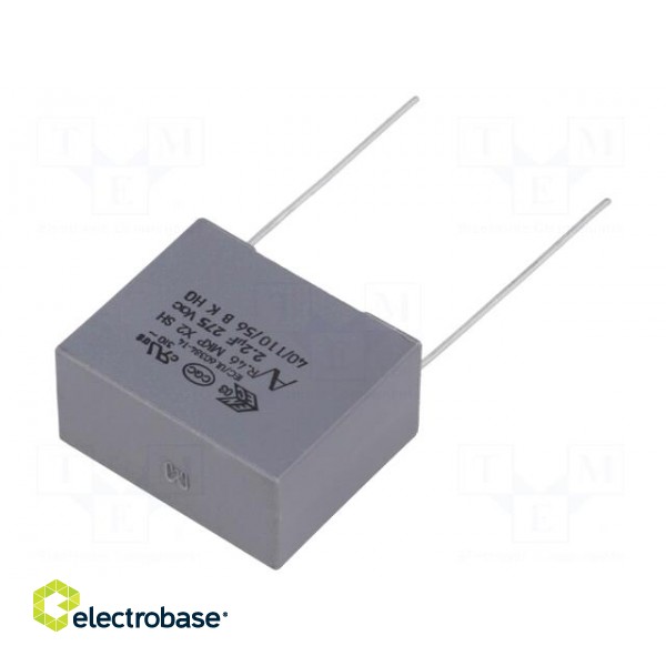 Capacitor: polypropylene | X2 | 2.2uF | 22.5mm | ±20% | 26.5x13x22mm