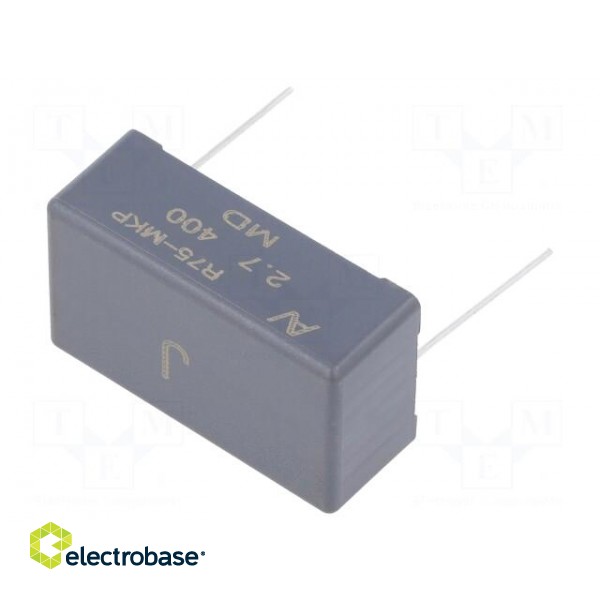 Capacitor: polypropylene | R75 | 2.7uF | 41.5x15x24mm | THT | ±5%