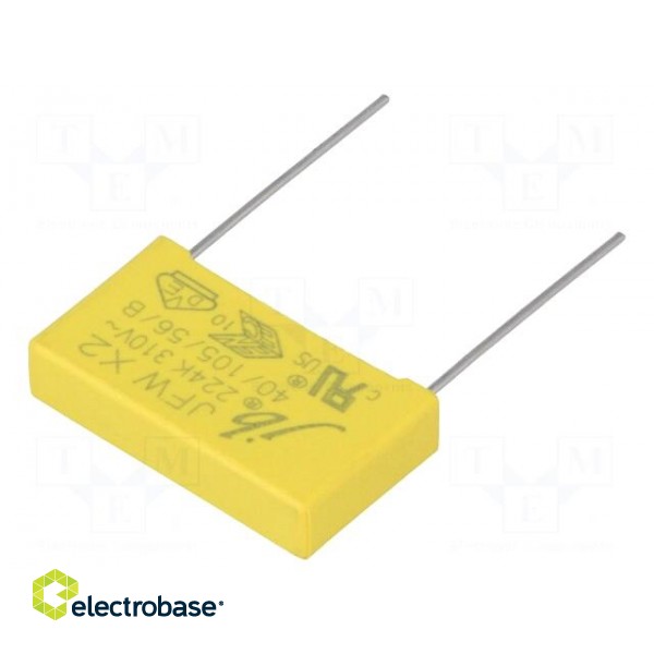 Capacitor: polypropylene | X2,suppression capacitor | 220nF | 22mm