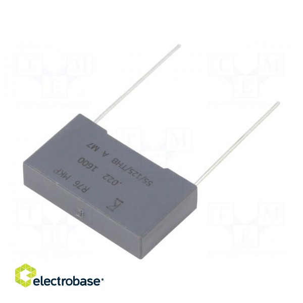 Capacitor: polypropylene | R76 | 22nF | 26.5x6x15mm | THT | ±5% | 22.5mm