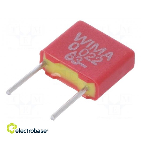 Capacitor: polypropylene | 22nF | 5mm | ±10% | 7.2x2.5x6.5mm | 35V/μs