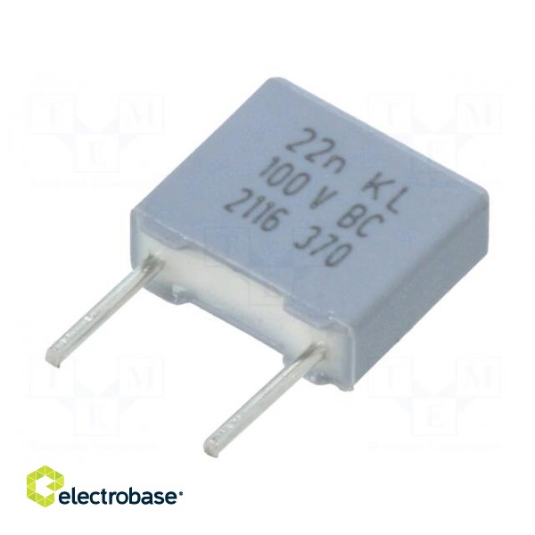 Capacitor: polypropylene | 22nF | THT | ±10% | 5mm | 100VDC | 63VAC