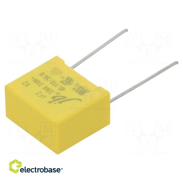 Capacitor: polypropylene | X2 | 330nF | 15mm | ±10% | 18x15.5x9.5mm