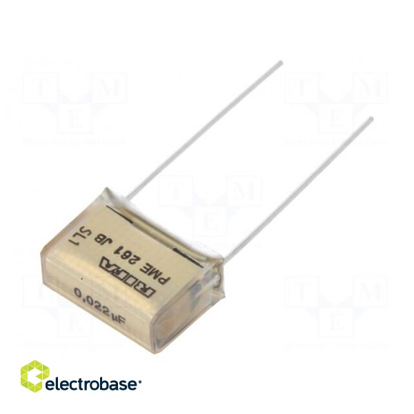 Capacitor: paper | 22nF | 500VAC | 15.2mm | ±10% | THT | Series: PME261