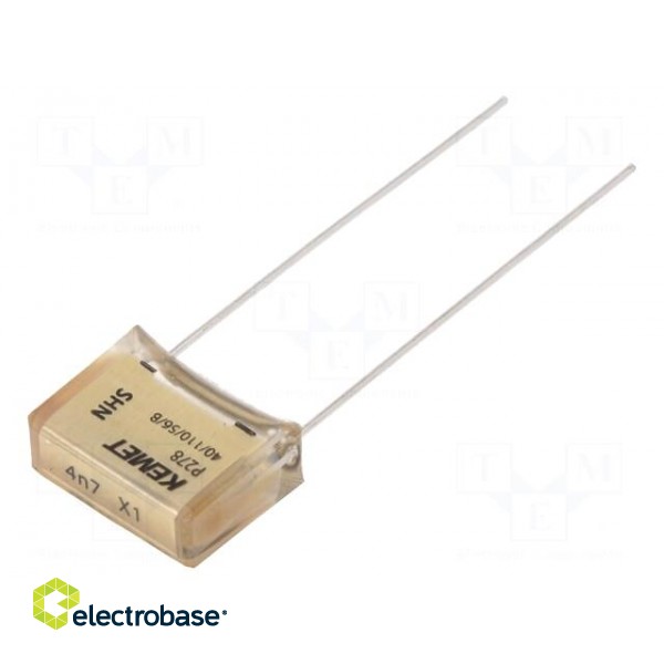 Capacitor: paper | X1 | 4.7nF | 480VAC | 10.2mm | ±20% | THT | Series: P278