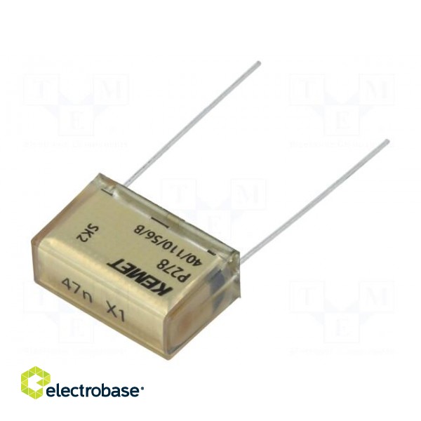Capacitor: paper | X1 | 47nF | 480VAC | 20.3mm | ±20% | THT | Series: P278