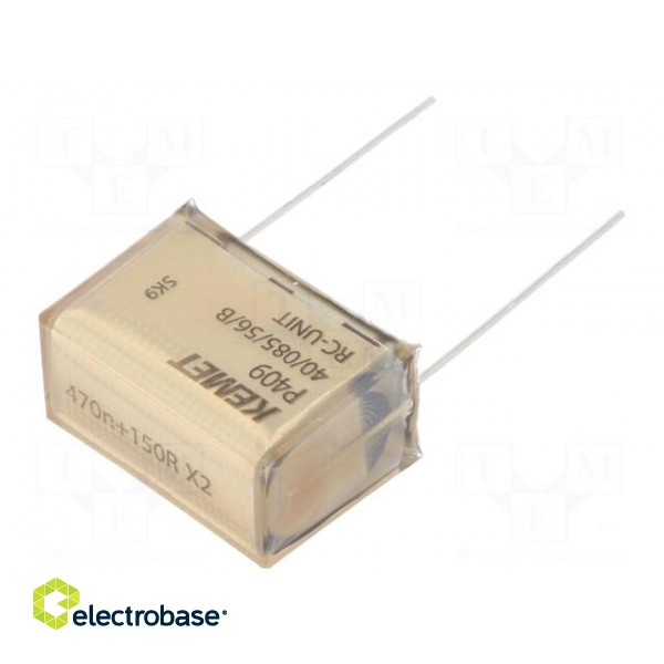 Capacitor: paper | X2 | 470nF | 275VAC | 25.4mm | ±20% | THT | Series: P409