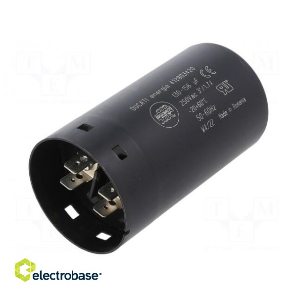 Capacitor: electrolytic | 143uF | Ø45.5x84mm | ±10% | M8 screw | 250VAC image 3