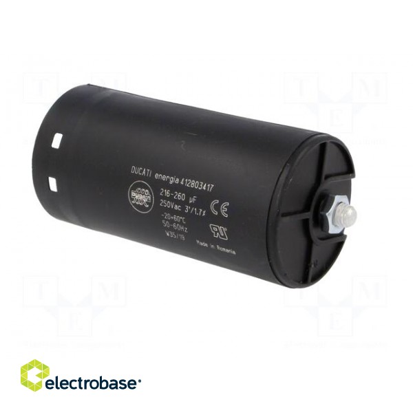 Capacitor: electrolytic | 238uF | Ø52x105mm | ±10% | M8 screw | 250VAC image 9