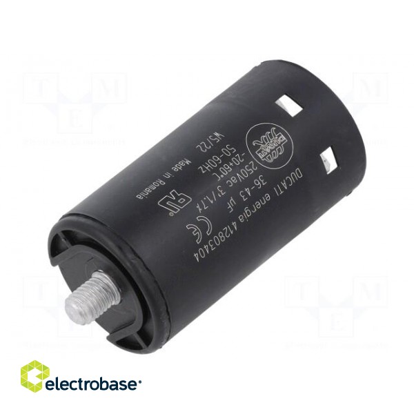 Capacitor: electrolytic | 40uF | Ø36.5x68.5mm | ±10% | M8 screw image 1