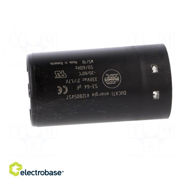 Capacitor: electrolytic | 64uF | Ø45.5x84mm | ±10% | M8 screw | 330VAC image 3