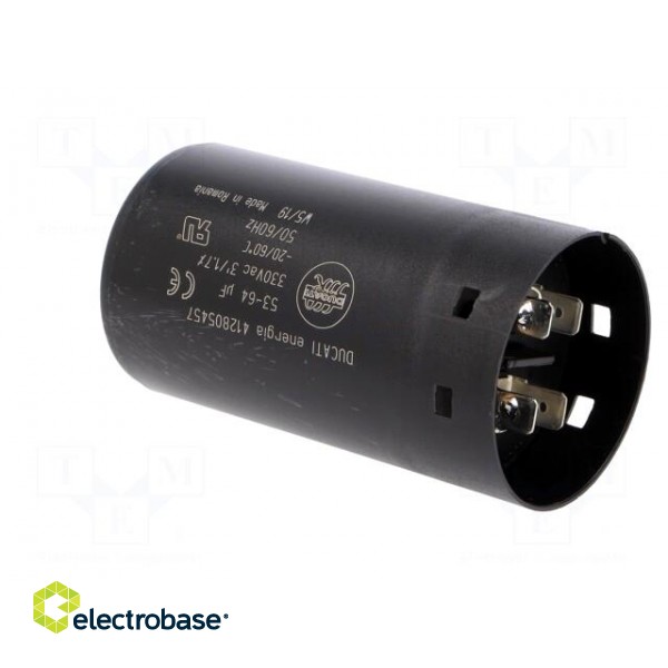 Capacitor: electrolytic | 64uF | Ø45.5x84mm | ±10% | M8 screw | 330VAC image 4