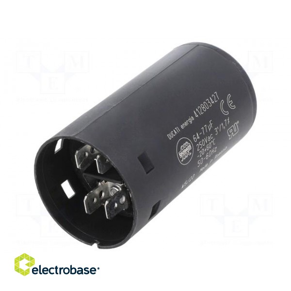Capacitor: electrolytic | 70uF | Ø36.5x68.5mm | ±10% | M8 screw image 2