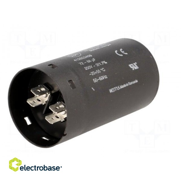 Capacitor: electrolytic | 80uF | Ø45.5x84mm | ±10% | M8 screw | 250VAC фото 7
