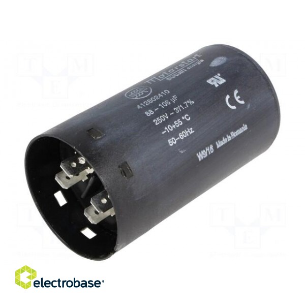 Capacitor: electrolytic | 100uF | Ø45.5x84mm | ±10% | -20÷55°C | 250VAC
