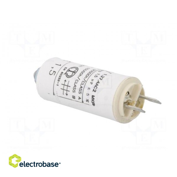 Capacitor: motors, run | 1.5uF | 470VAC | Ø25x56.5mm | -25÷85°C | ±5% image 4