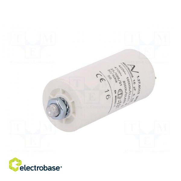 Capacitor: motors, run | 16uF | 420VAC | Ø40x73.5mm | -25÷85°C | ±5% paveikslėlis 2