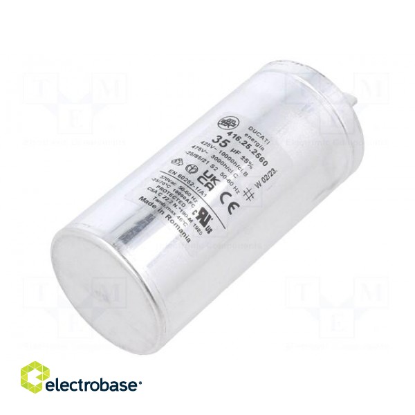 Capacitor: motors, run | 35uF | 425VAC | Ø45x98mm | -25÷70°C | ±5% paveikslėlis 1