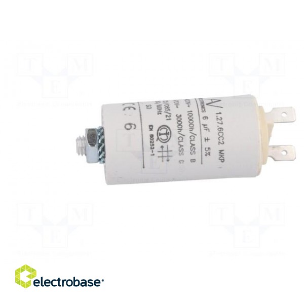 Capacitor: motors, run | 6uF | 420VAC | Ø30x56.5mm | -25÷85°C | ±5% image 3