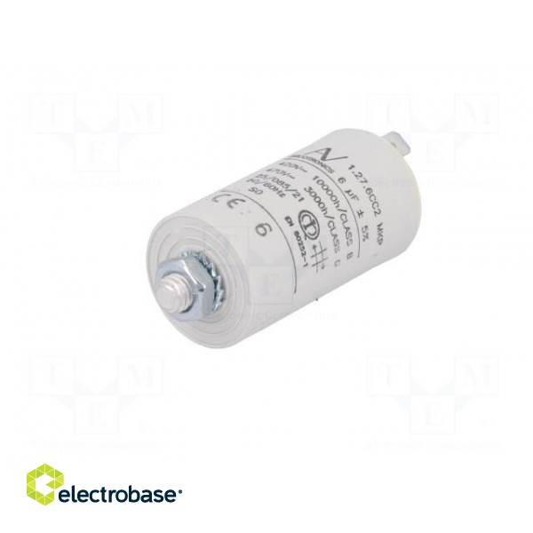 Capacitor: motors, run | 6uF | 420VAC | Ø30x56.5mm | -25÷85°C | ±5% image 2