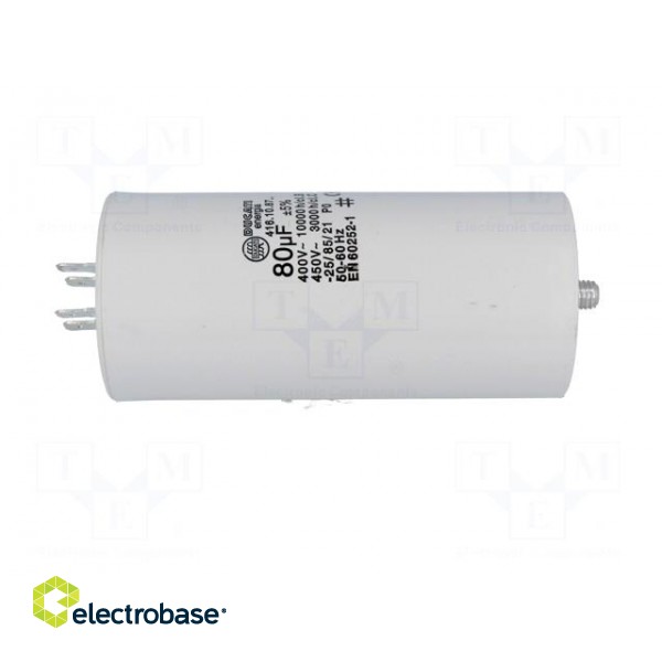 Capacitor: motors, run | 80uF | 425VAC | Ø55x117mm | -25÷85°C | ±5% paveikslėlis 7