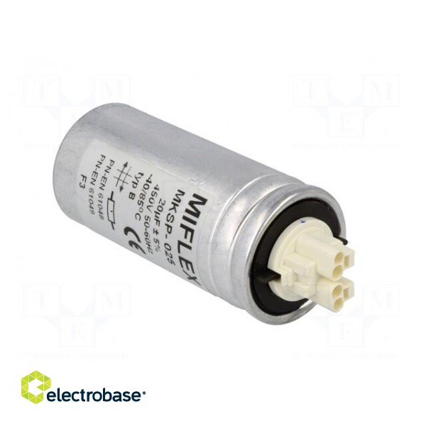 Capacitor: for discharge lamp | 20uF | 450VAC | ±5% | Ø40x88mm paveikslėlis 4