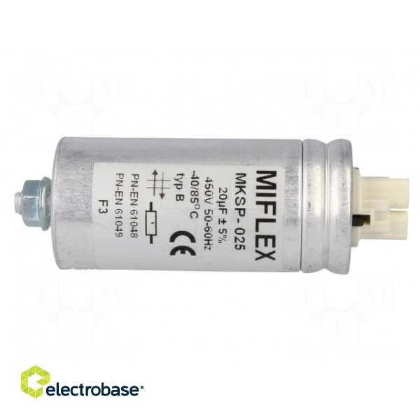 Capacitor: for discharge lamp | 20uF | 450VAC | ±5% | Ø40x88mm paveikslėlis 3