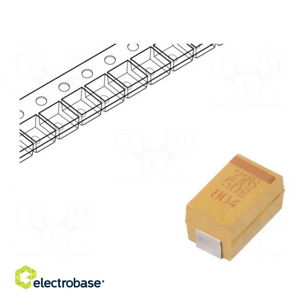 Capacitor: tantalum | 22uF | 50VDC | SMD | X | 2917 | ±20% | -55÷125°C | T491