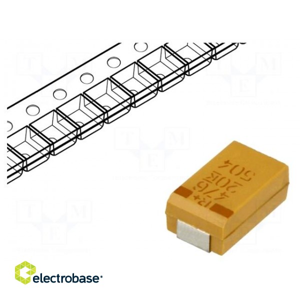 Capacitor: tantalum | low ESR | 47uF | 20VDC | SMD | D | 2917 | ±10% | 100mΩ