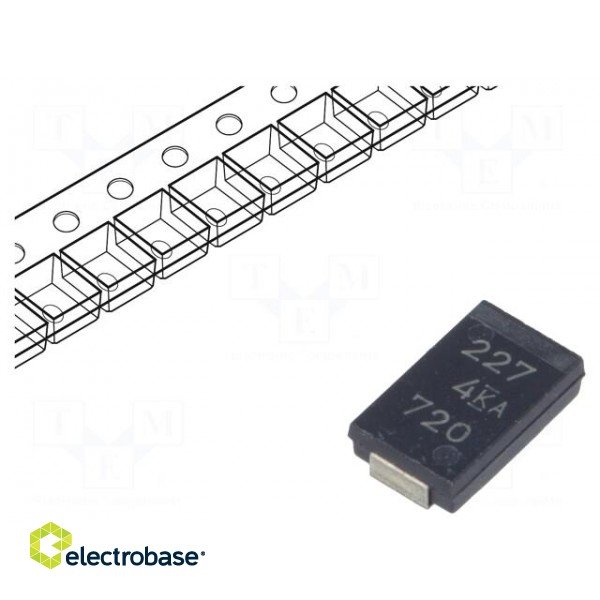 Capacitor: tantalum-polymer | 220uF | 4VDC | Case: V | 2917 | ESR: 18mΩ