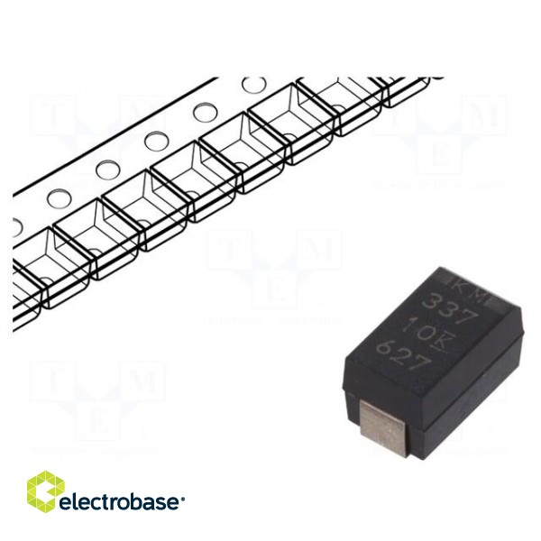 Capacitor: tantalum-polymer | 330uF | 10VDC | Case: X | 2917 | ESR: 6mΩ